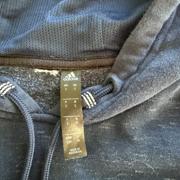 Blue unisex Adidas Hoodie with White Stripes Size Mens Small - Picture 5 of 6